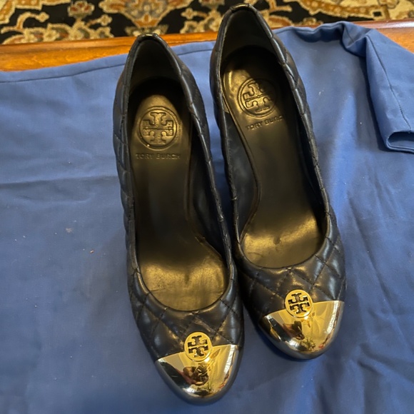 Tory Burch navy blue wedges size 37 - Picture 3 of 6